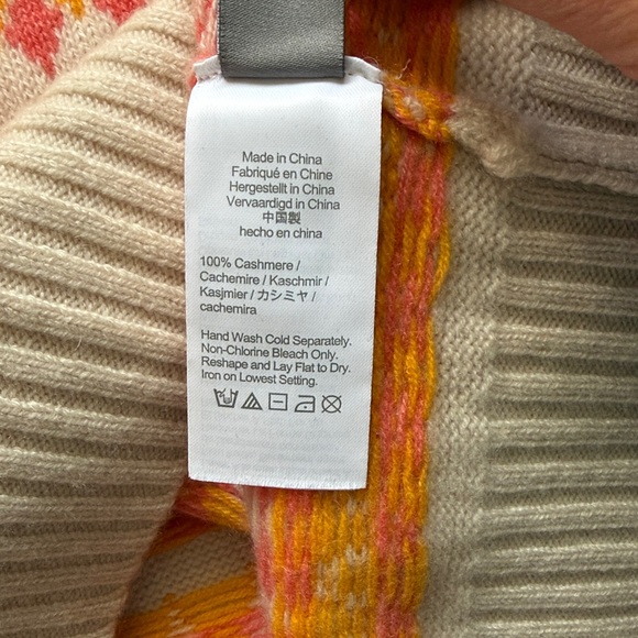 J. Crew 100% Cashmere Women's Sweater - Pink, Yellow, Cream Geometric Design - Picture 6 of 12